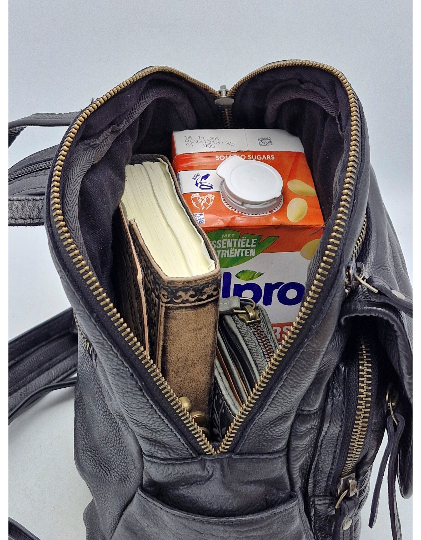 Hunters Leren rugzakken  Leren shoppers - Hunters Leren Rugzak Gewassen Leer zwart