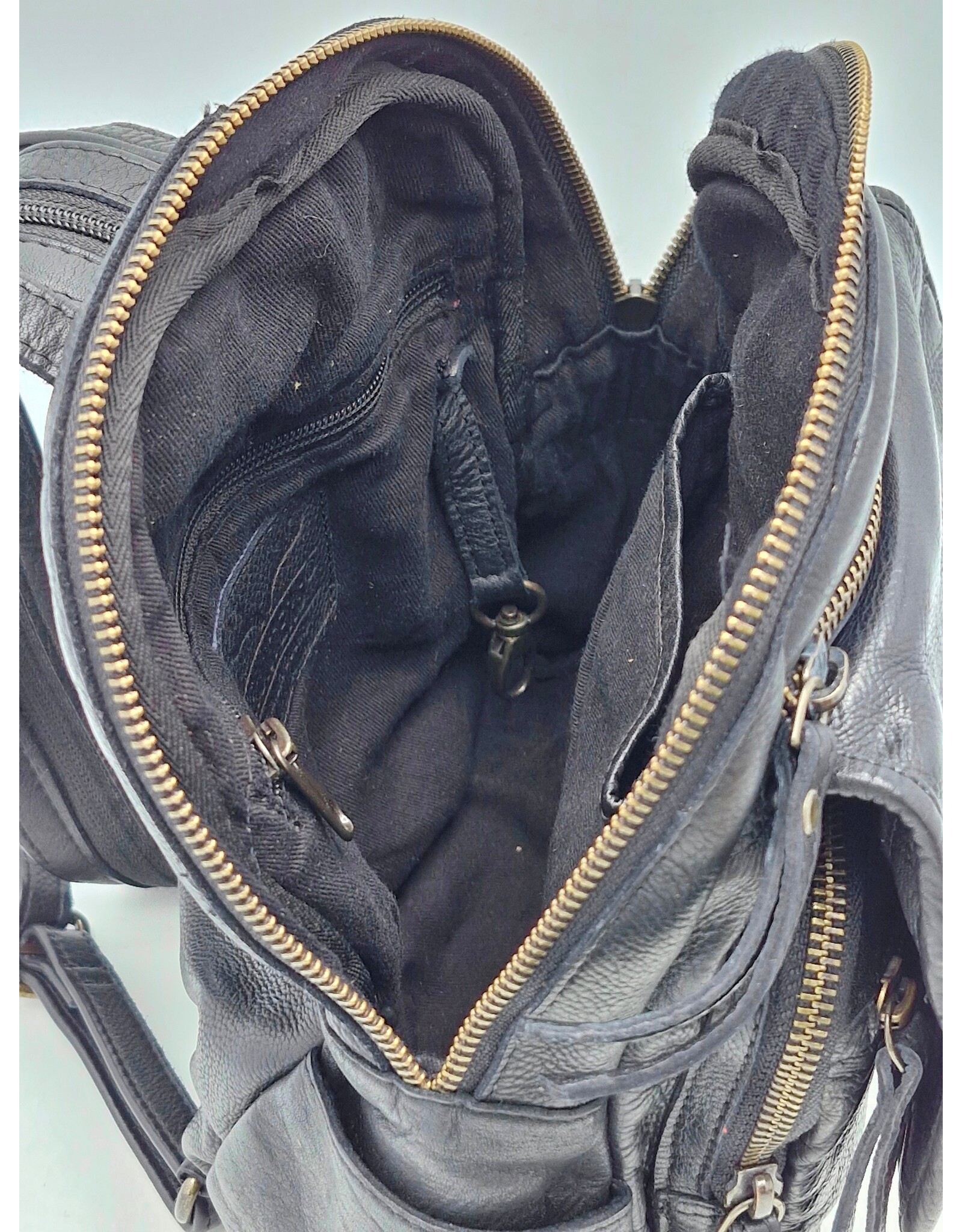 Hunters Leren rugzakken  Leren shoppers - Hunters Leren Rugzak Gewassen Leer zwart