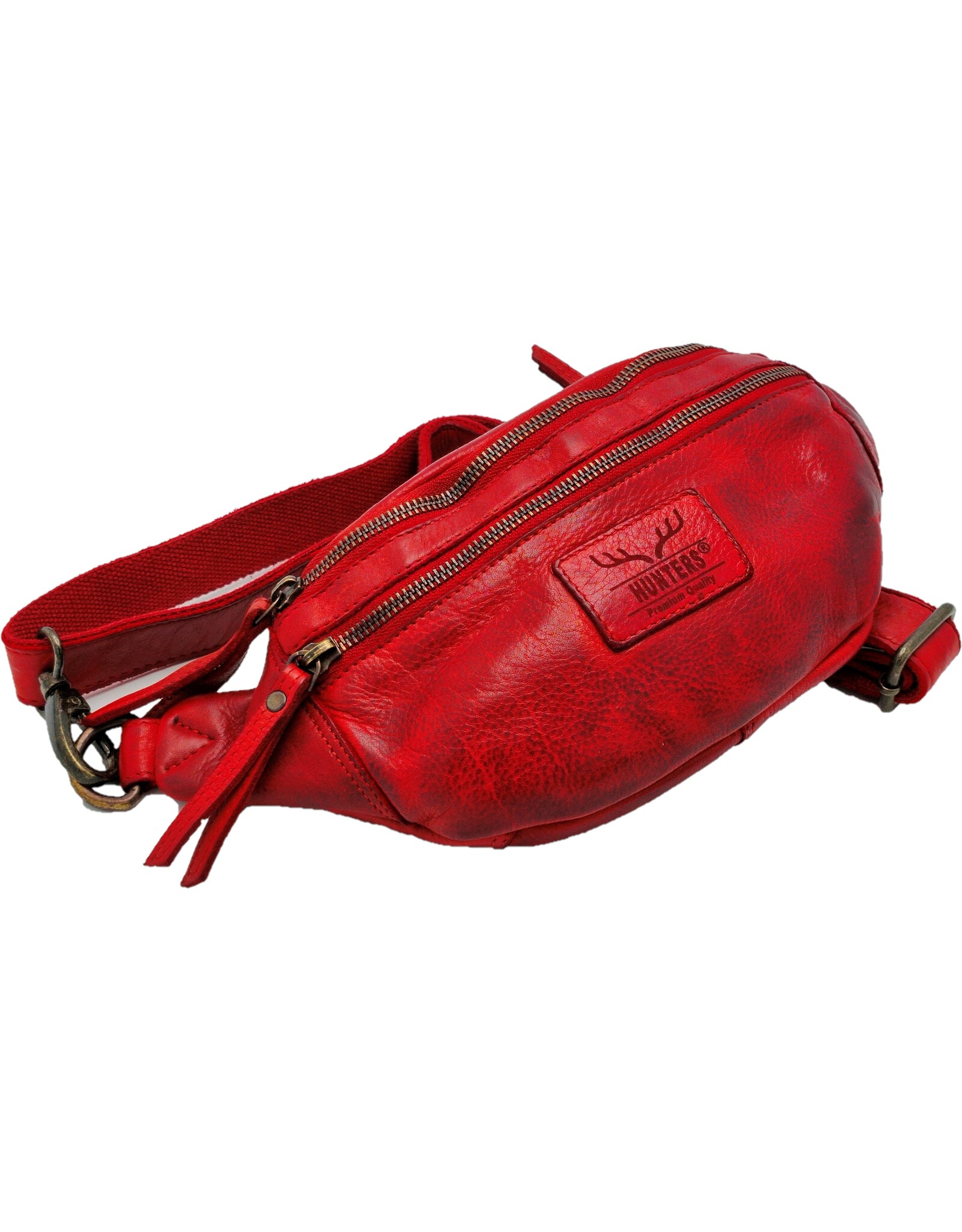 Hunters Leren Festivaltasjes, heuptassen en riemtassen - Hunters Leren Heuptas Fanny pack rood