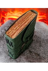 BB Miscellaneous - Green Leather Journal Embossed Flowers & Key Handmade Vintage