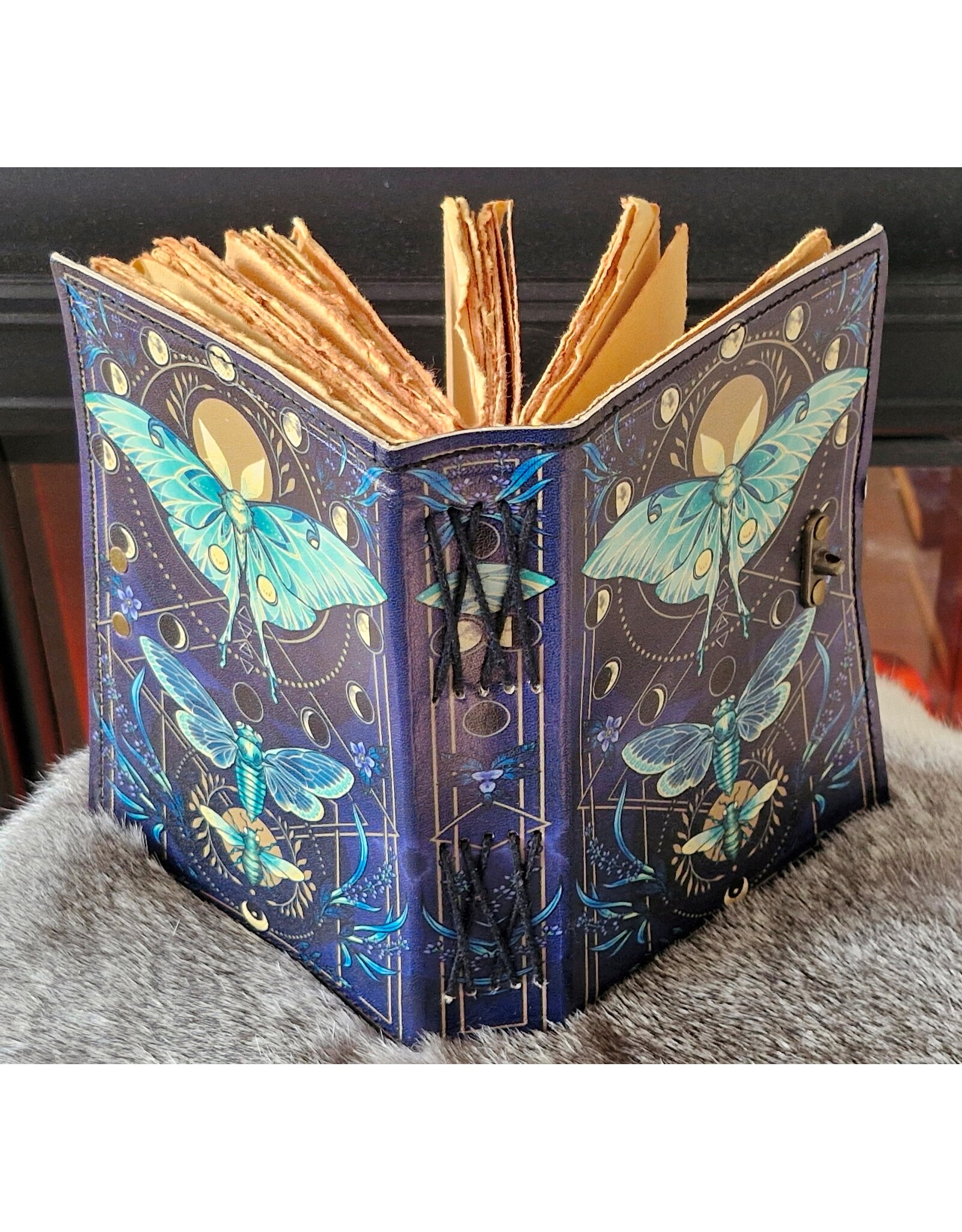 BB Miscellaneous - Leather Journal Luna Moth and Moon Phases  18x13cm