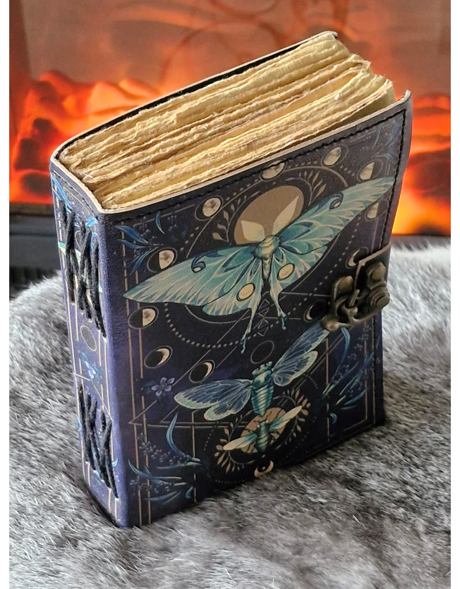 BB Miscellaneous - Leather Journal Luna Moth and Moon Phases  18x13cm