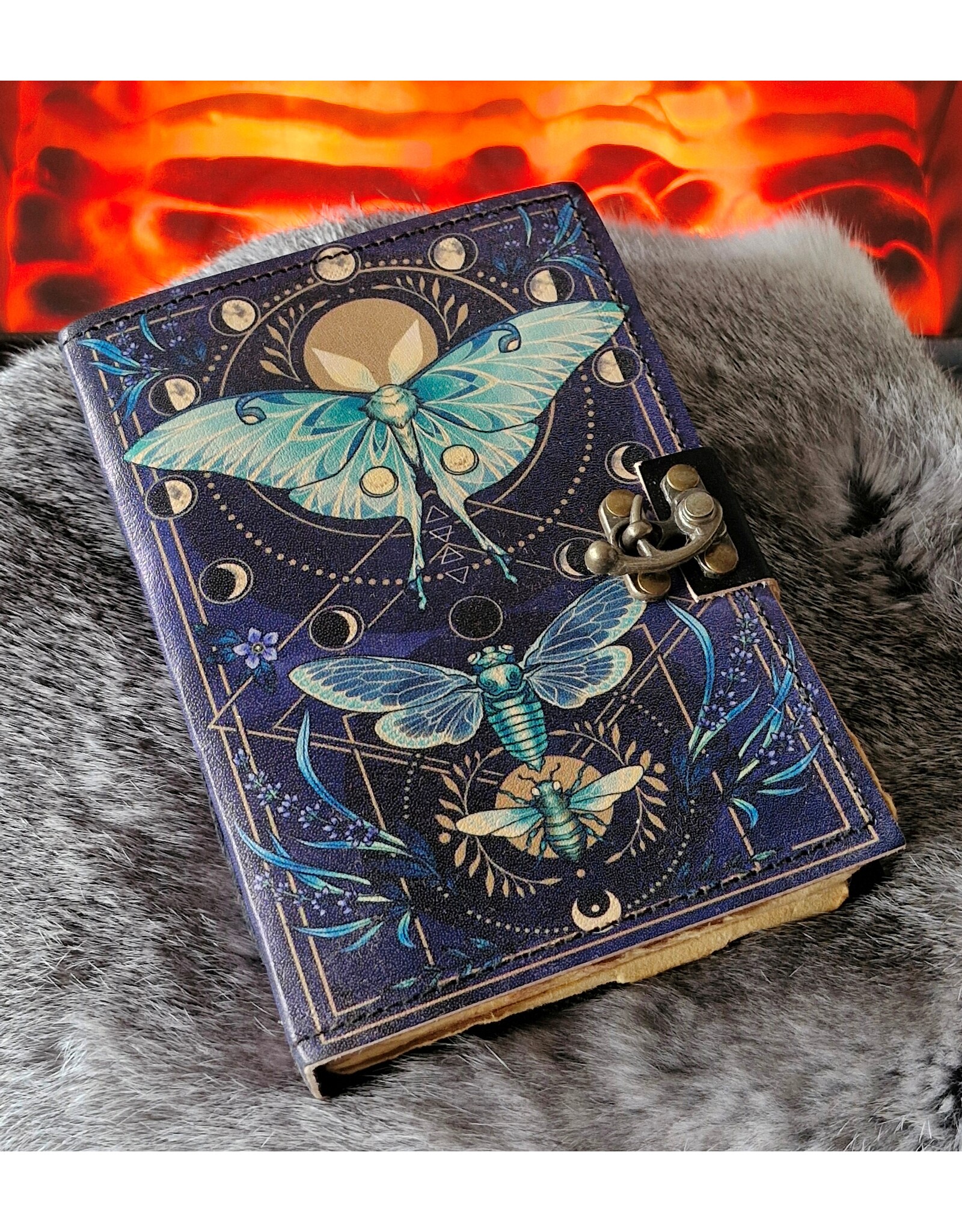 BB Miscellaneous - Leather Journal Luna Moth and Moon Phases  18x13cm