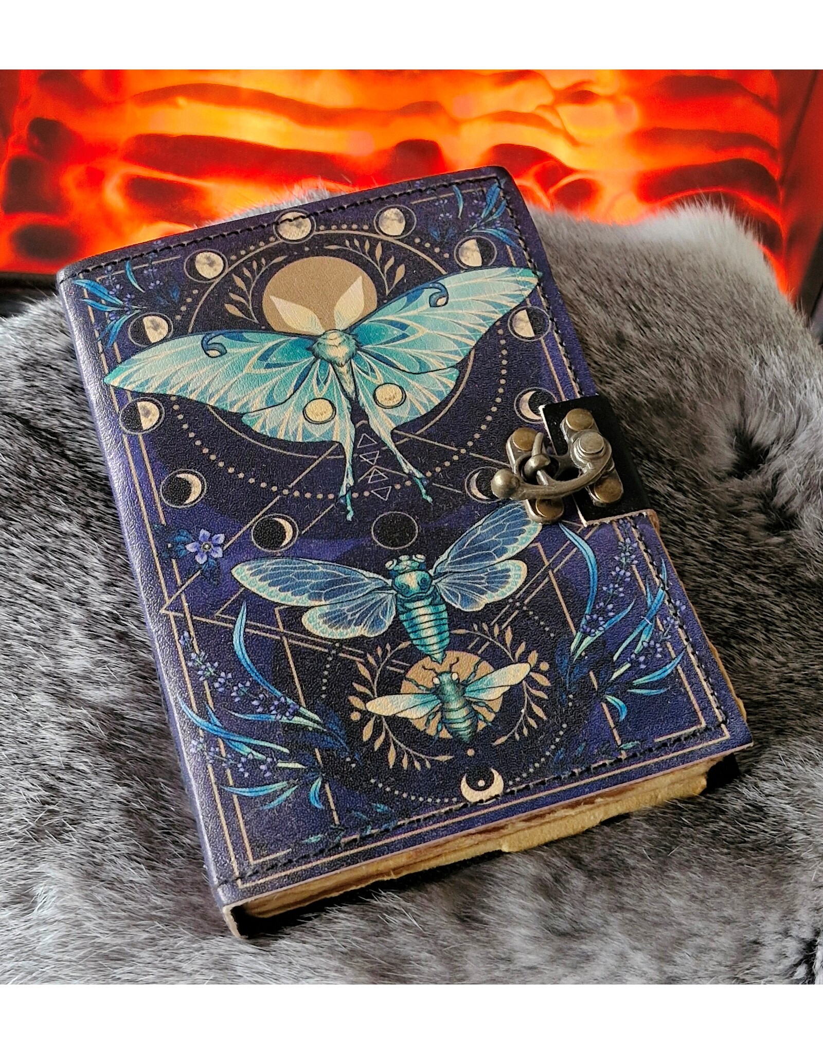 BB Miscellaneous - Leather Journal Luna Moth and Moon Phases  18x13cm