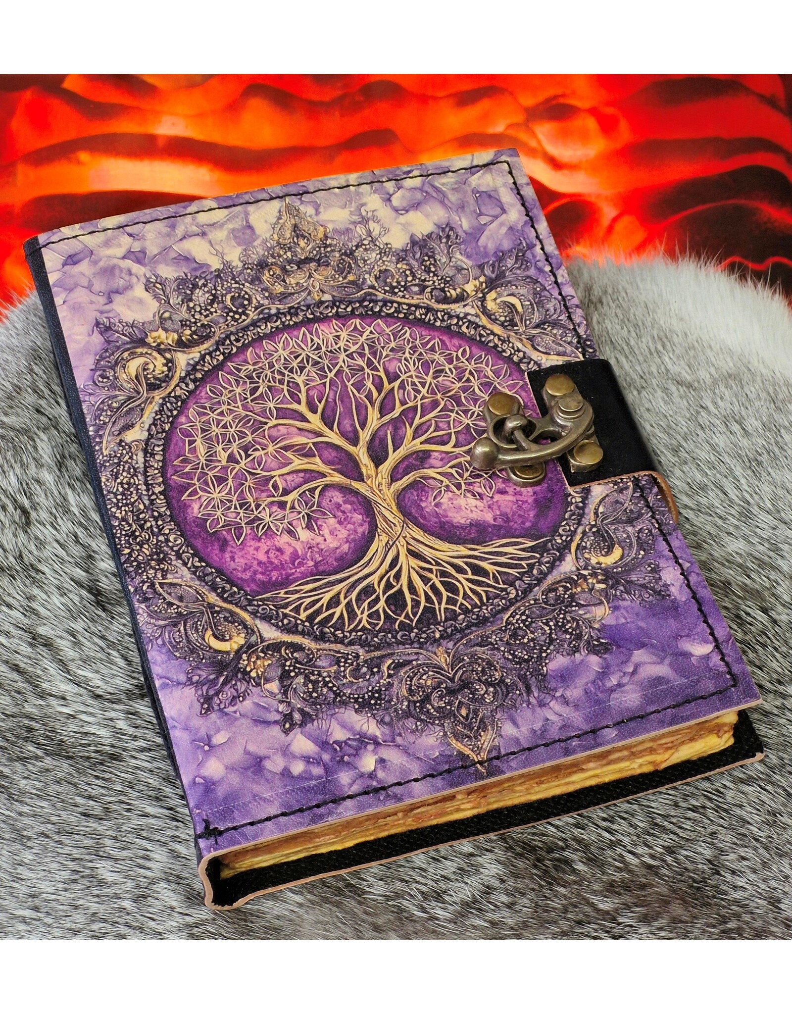BB Miscellaneous - Leather Journal Tree of Life Purple 18x13cm