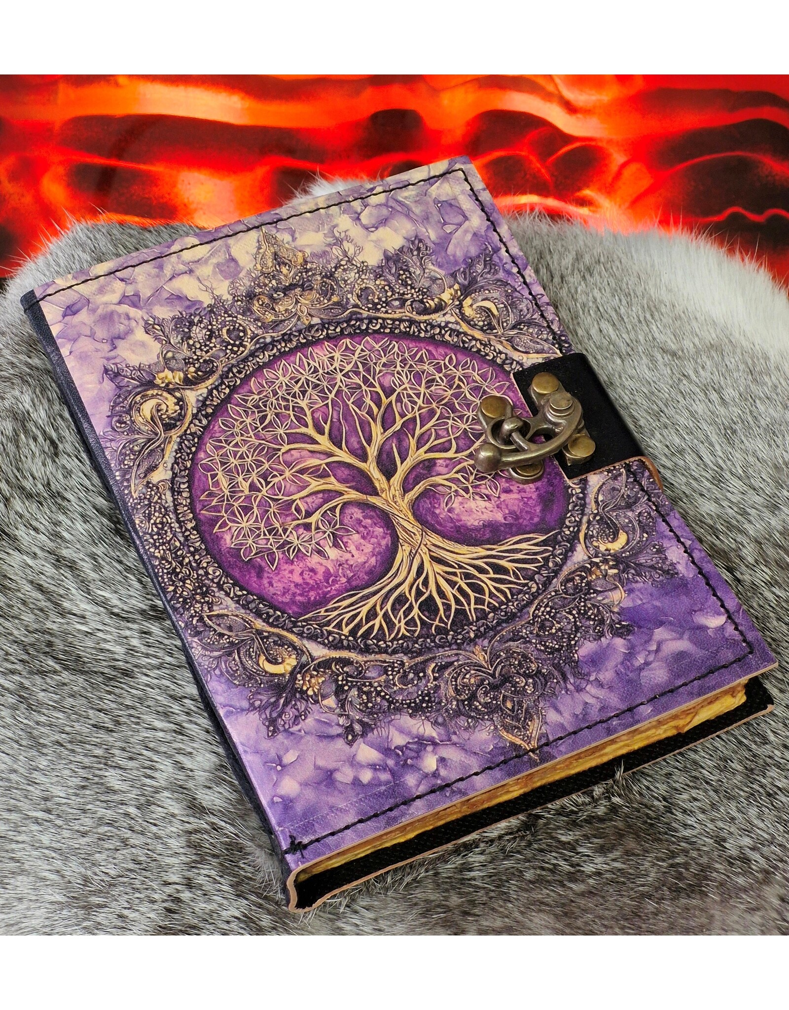 BB Miscellaneous - Leather Journal Tree of Life Purple 18x13cm
