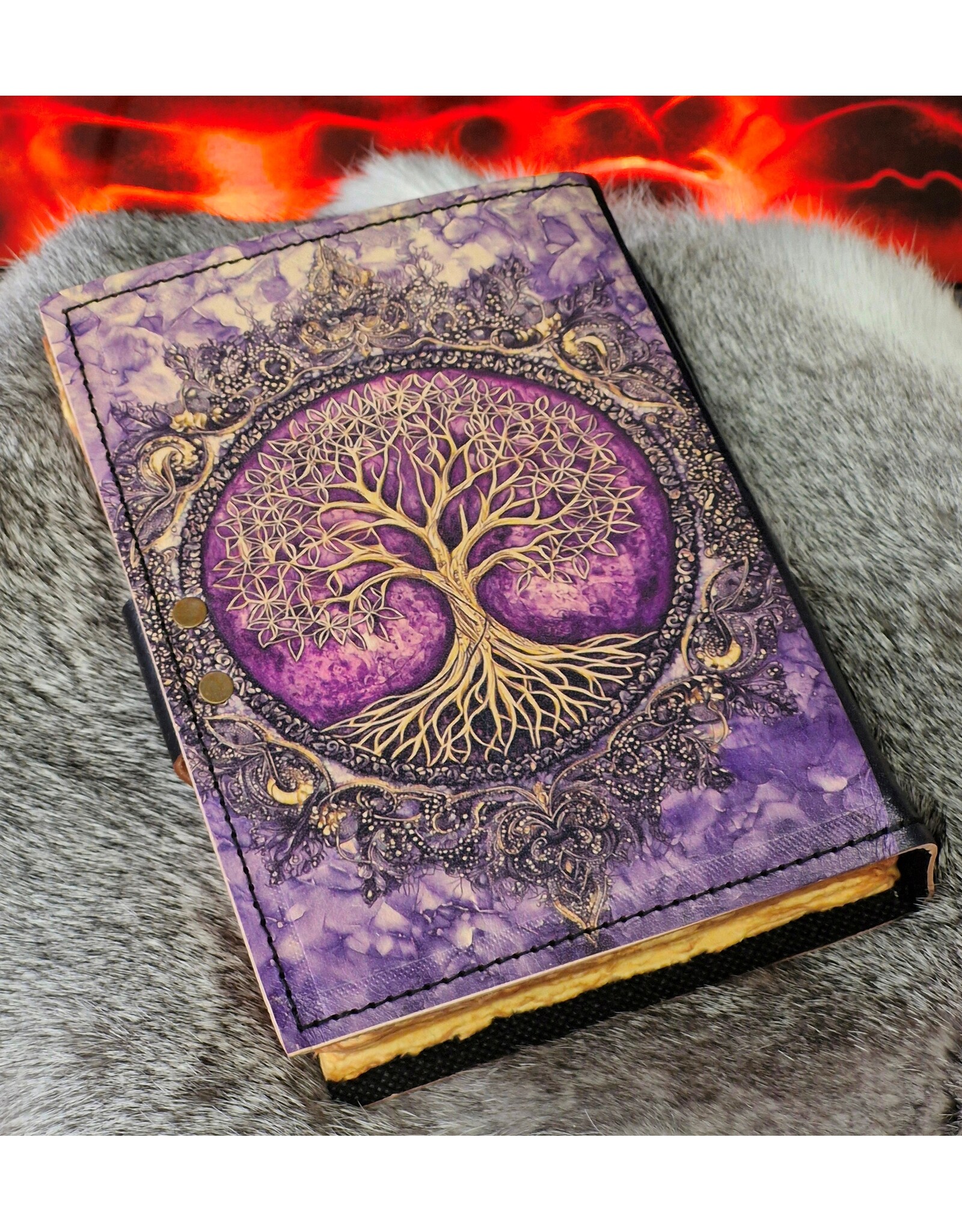 BB Miscellaneous - Leather Journal Tree of Life Purple 18x13cm