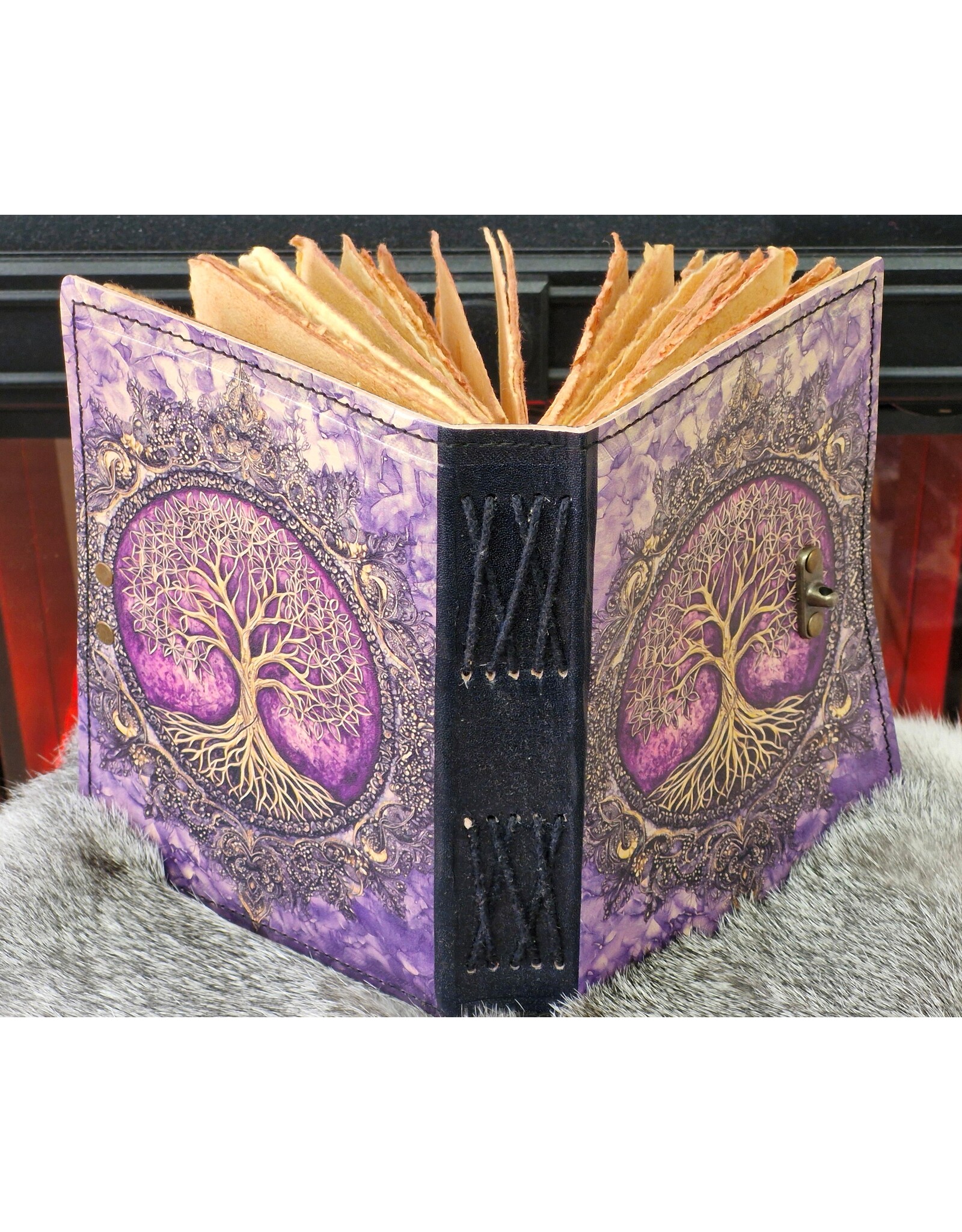 BB Miscellaneous - Leren Dagboek Levensboom Paars 18x13cm