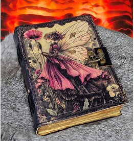 BB Leren Dagboek Fee met Klaproos 18 x13cm