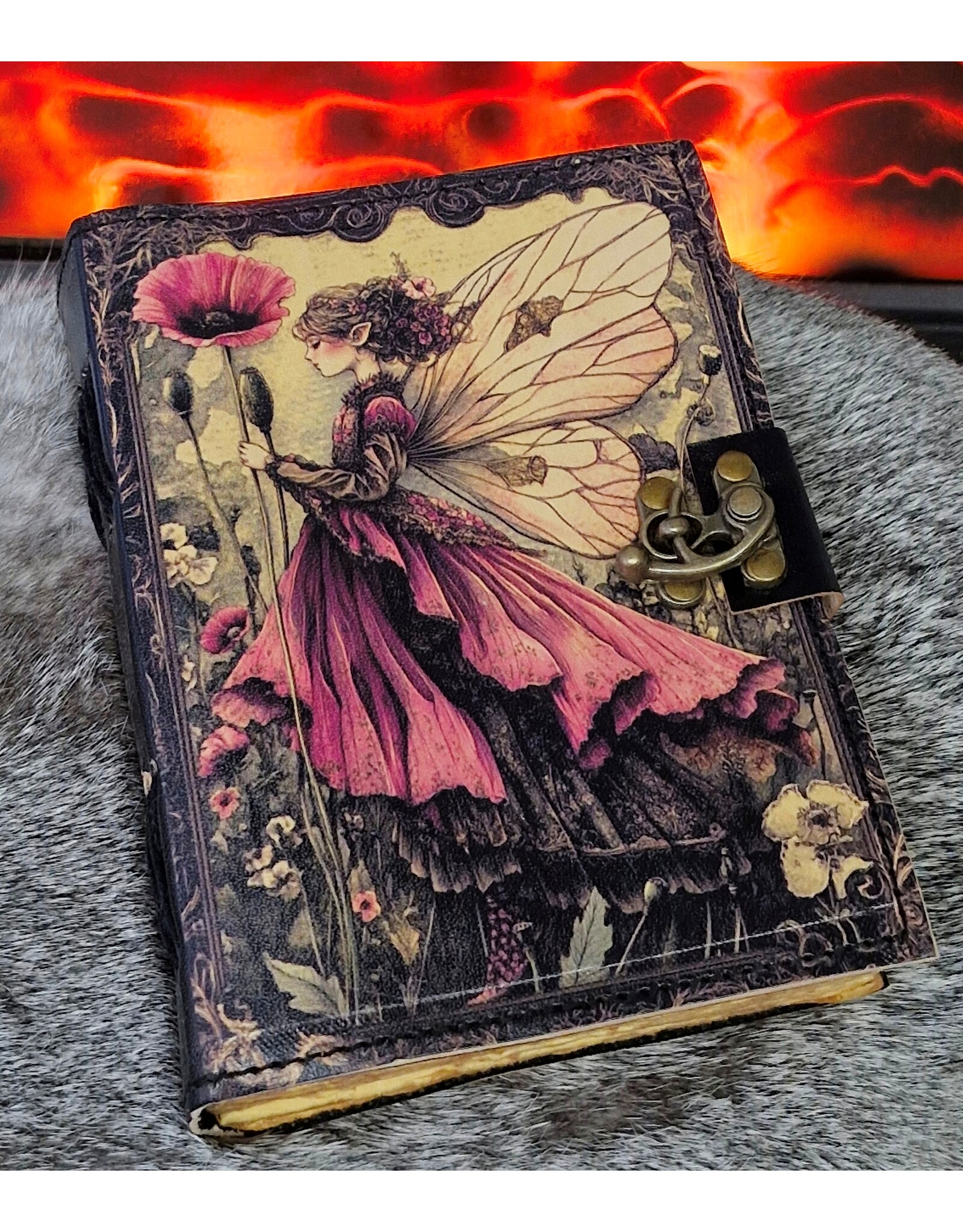 BB Miscellaneous - Leather Diary Fairy with Poppy 18 x 13cm