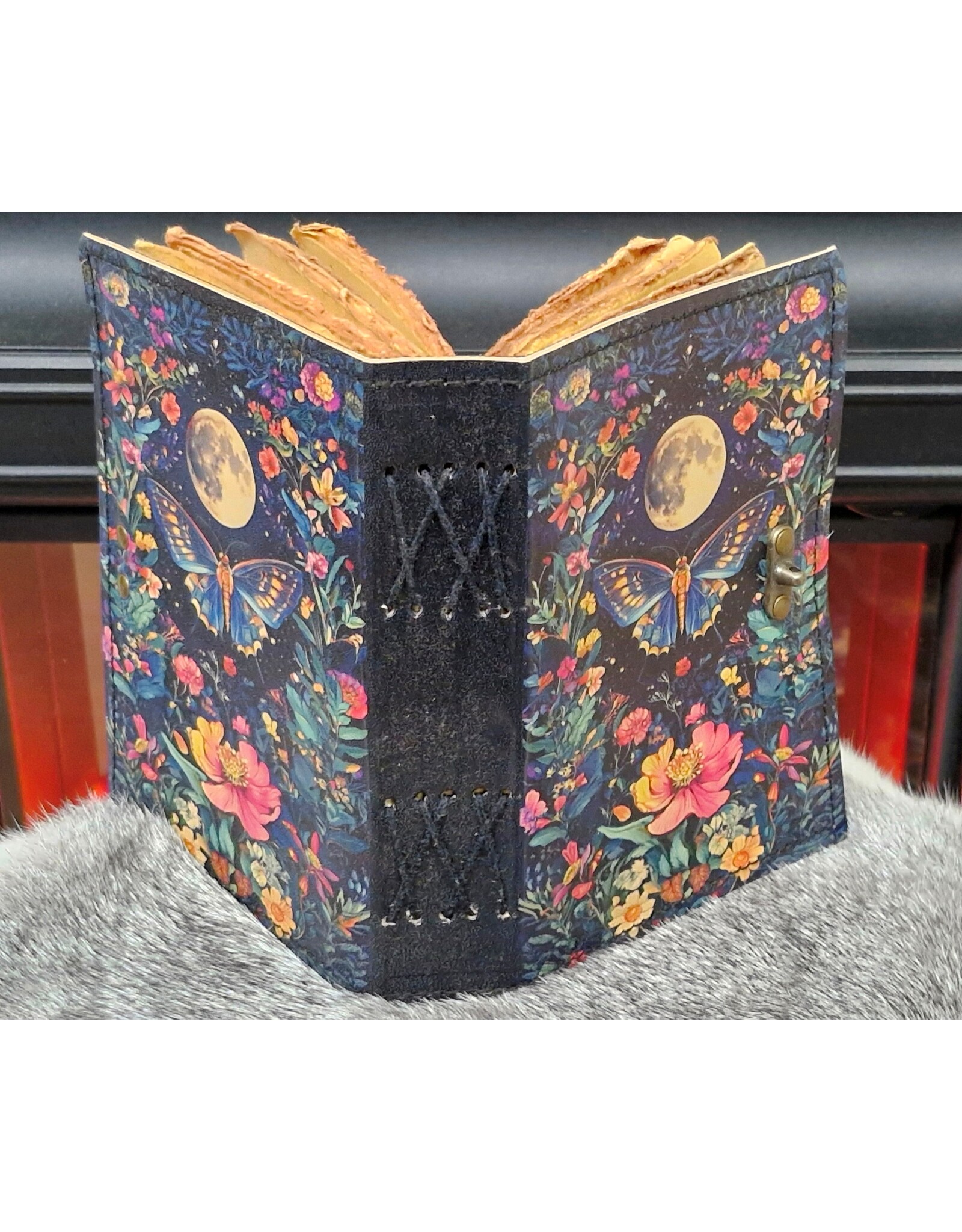 BB Miscellaneous -   Leather Diary Luna Moth, Flowers and Moon