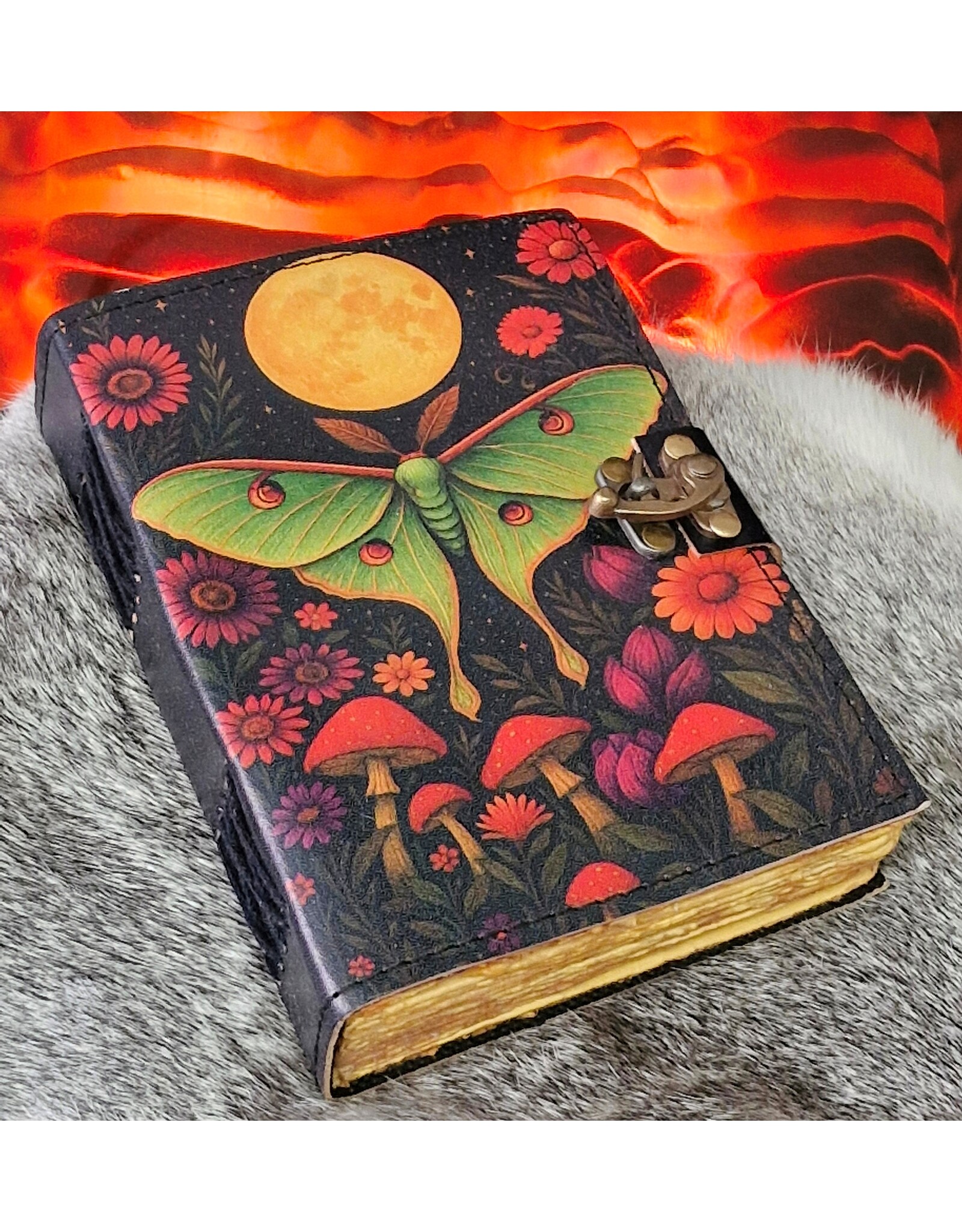 BB Miscellaneous - Leather Diary Luna Moth, Mushrooms and Moon
