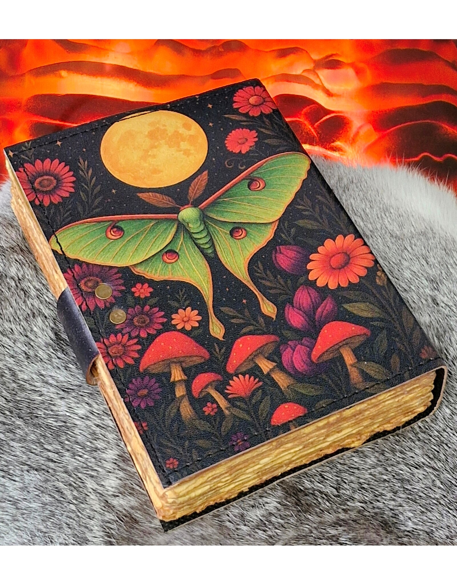 BB Miscellaneous - Leren Dagboek Nachtvlinder, Paddenstoelen en Maan