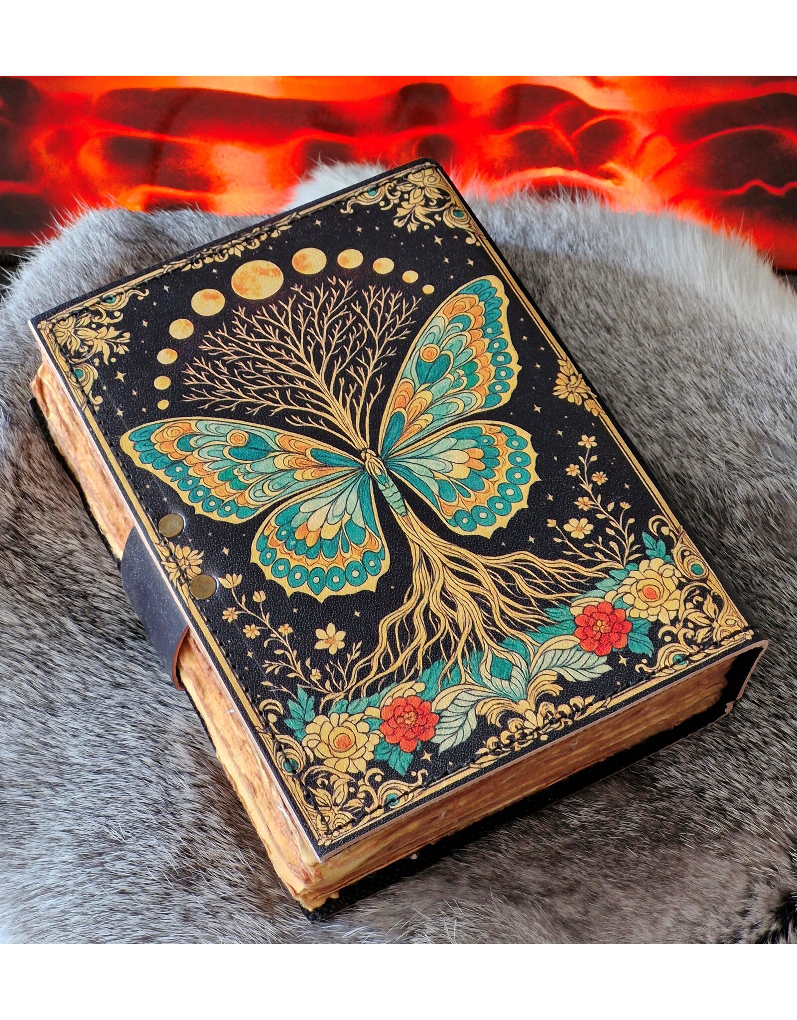 BB Miscellaneous - Leren Dagboek Vlinder Levensboom 18x13cm