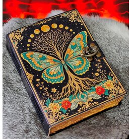 BB Leren Dagboek Vlinder Levensboom 18x13cm