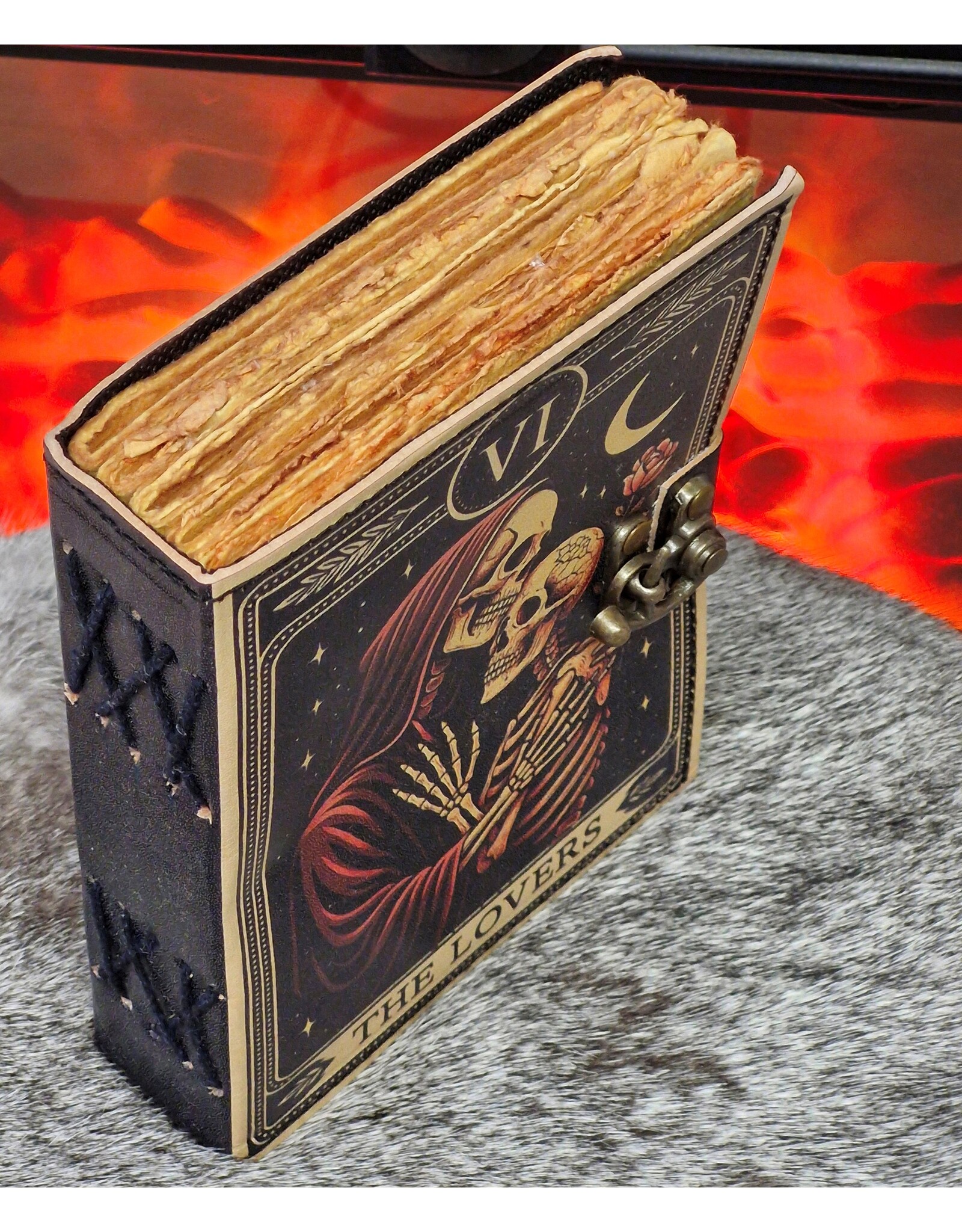 BB Miscellaneous - Leren Notitieboek Grimoire The Lovers Skeletten 18x13cm