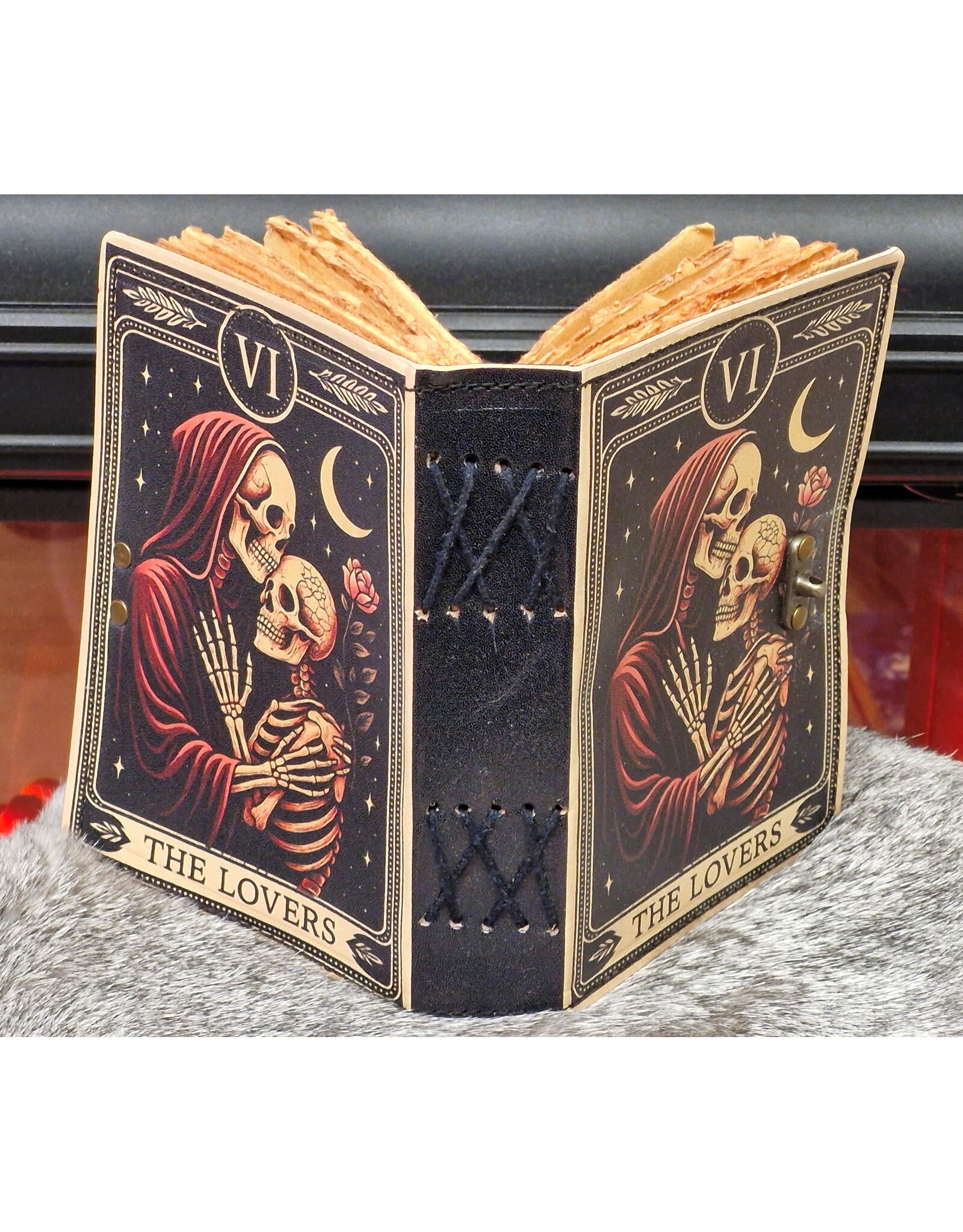 BB Miscellaneous - Leren Notitieboek Grimoire The Lovers Skeletten 18x13cm