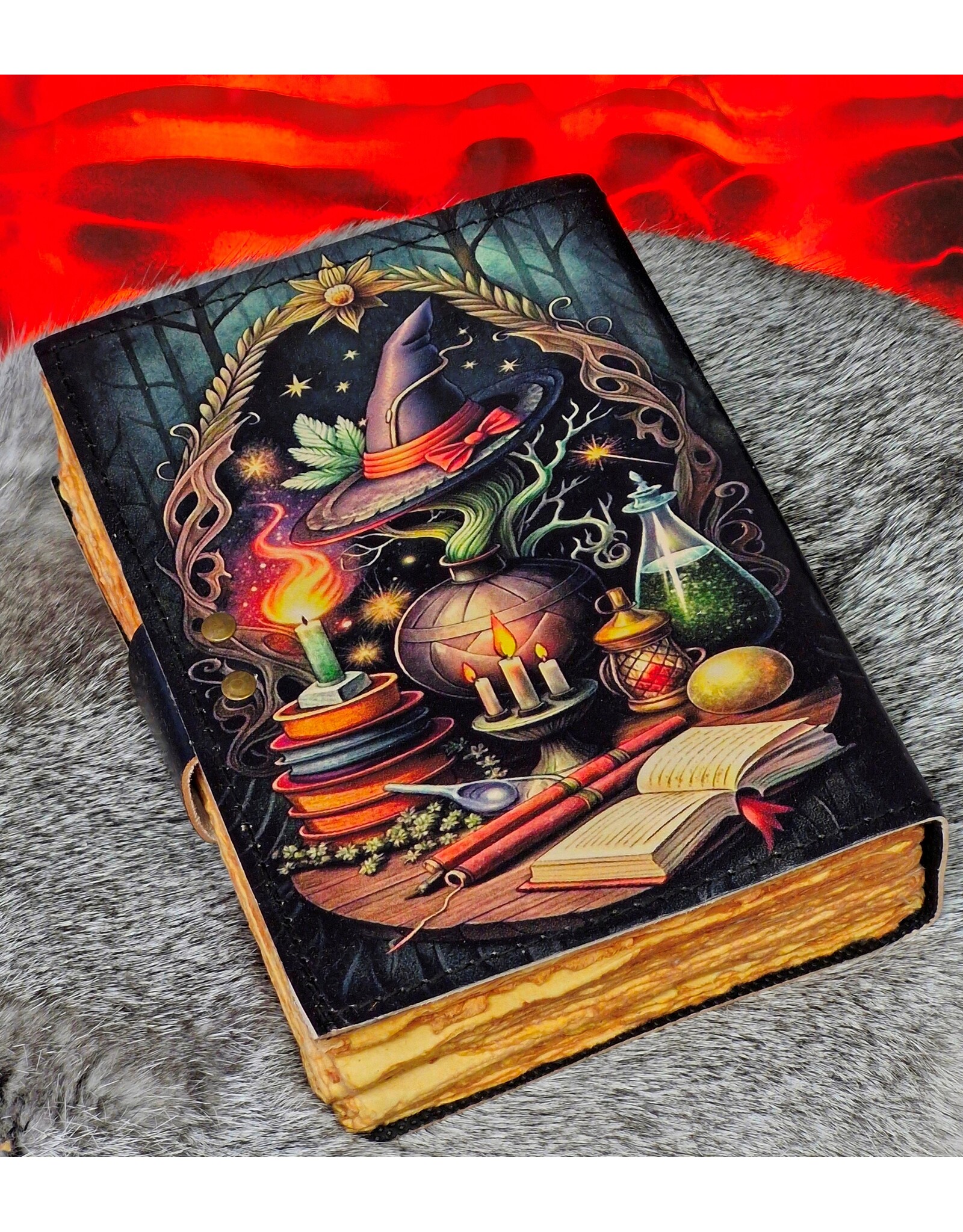 BB Miscellaneous - Leren Notitieboek Grimoire Heksenhoed & Poitions 18x13cm