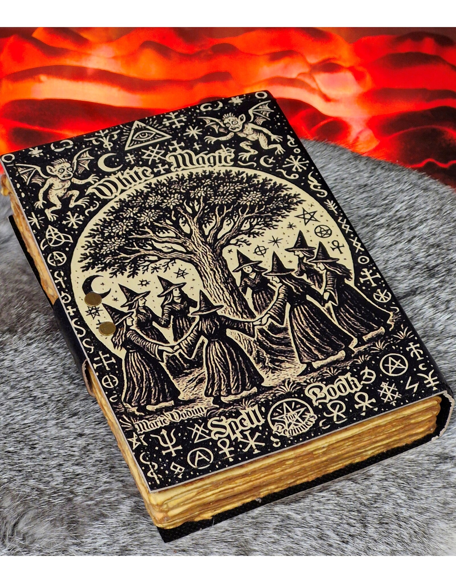 BB Miscellaneous - Leren Notitieboek Grimoire White Magic 18x13cm