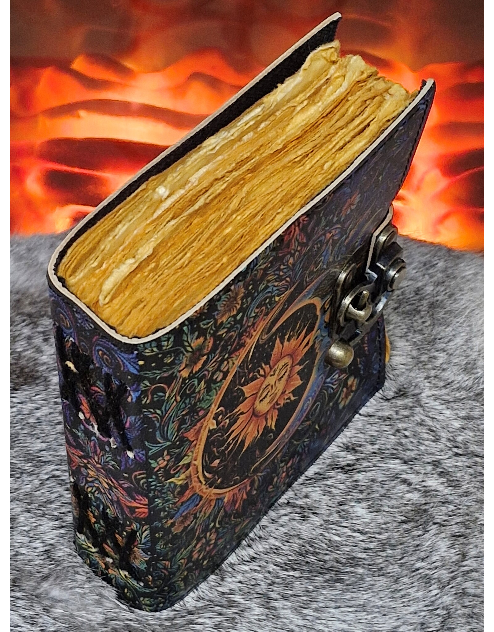 RK Miscellaneous - Leren Vintage Dagboek met Zon & Maan