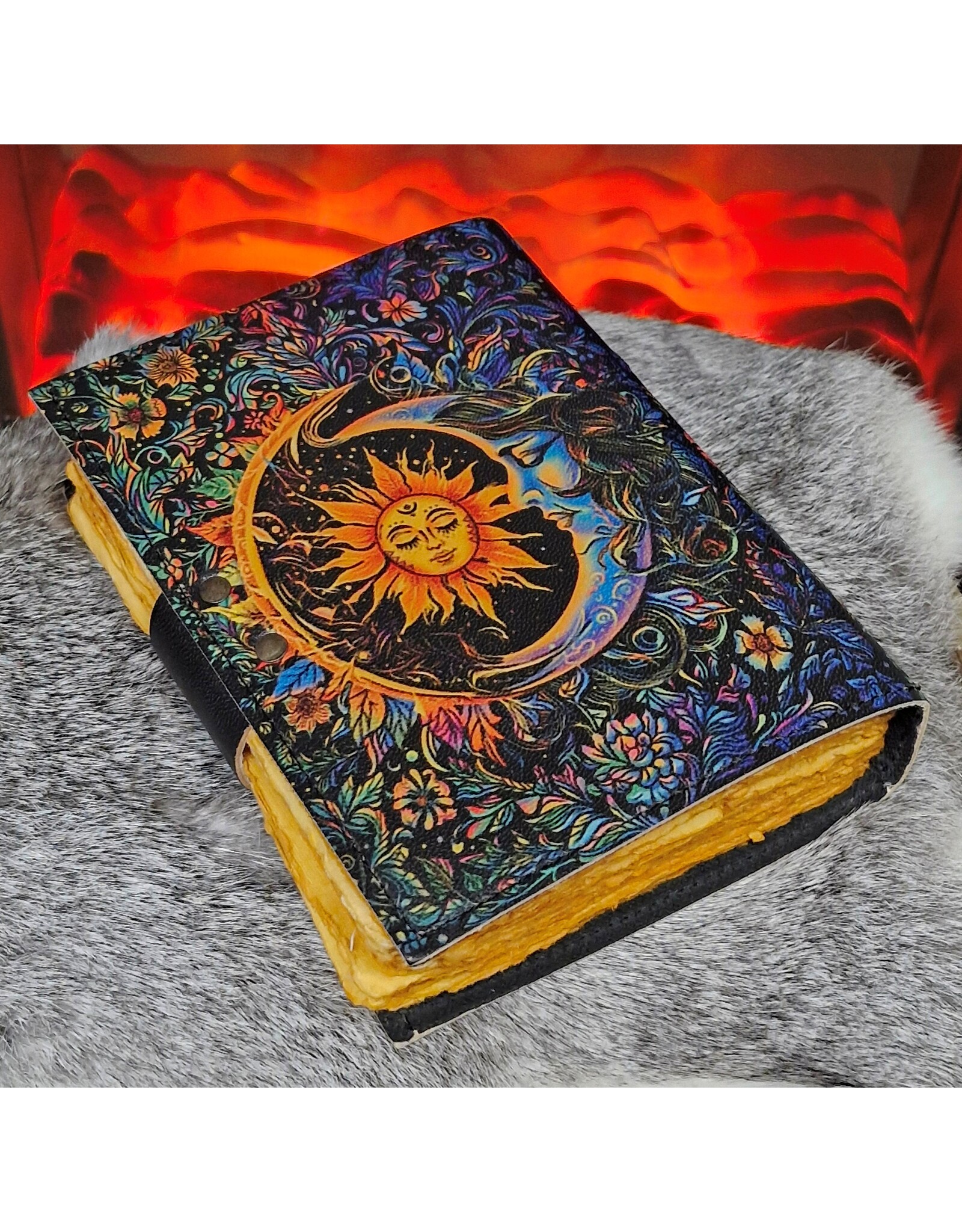 RK Miscellaneous - Leren Vintage Dagboek met Zon & Maan