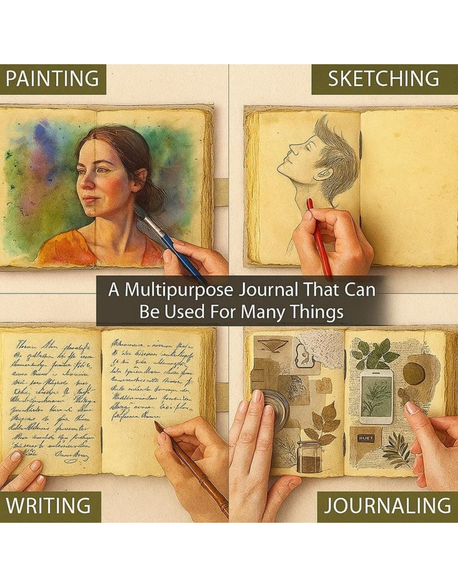 RK Miscellaneous - Leather Vintage Journal with Sun & Moon