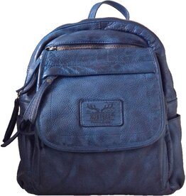 Hunters Hunters Leather Backpack Washed Leather Blue