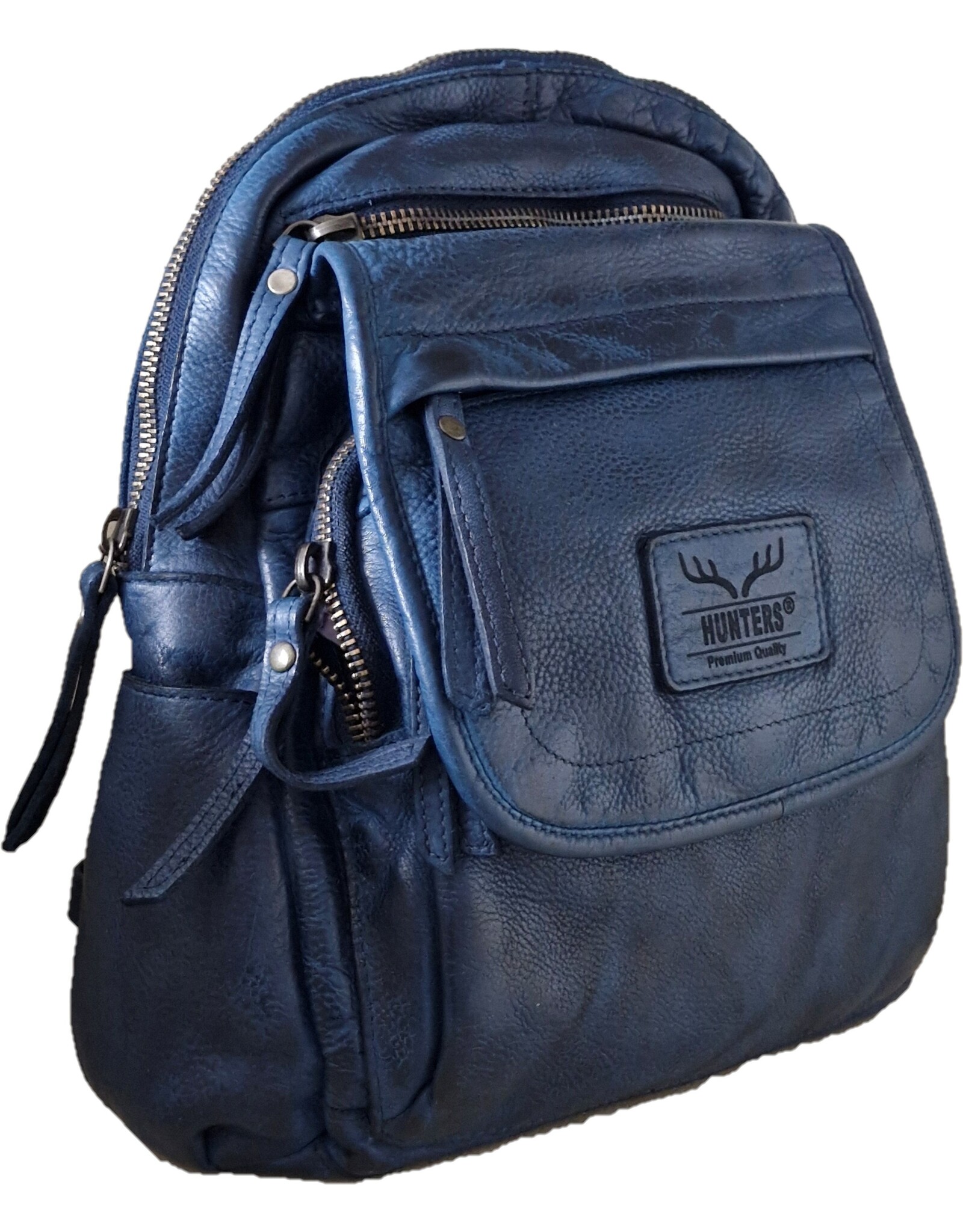 Hunters Leather backpacks Leather shoppers - Hunters Leather Backpack Washed Leather Blue