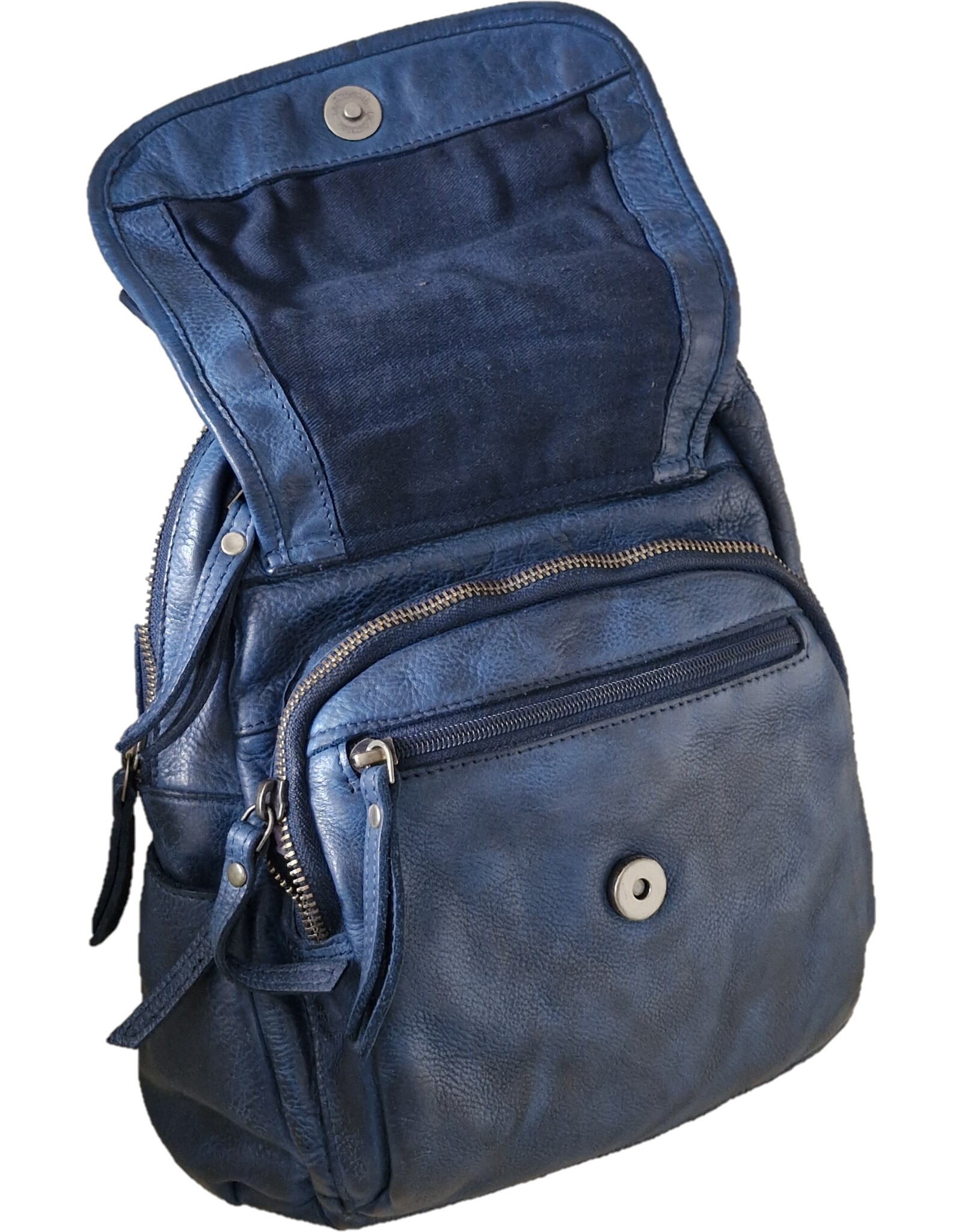Hunters Leather backpacks Leather shoppers - Hunters Leather Backpack Washed Leather Blue