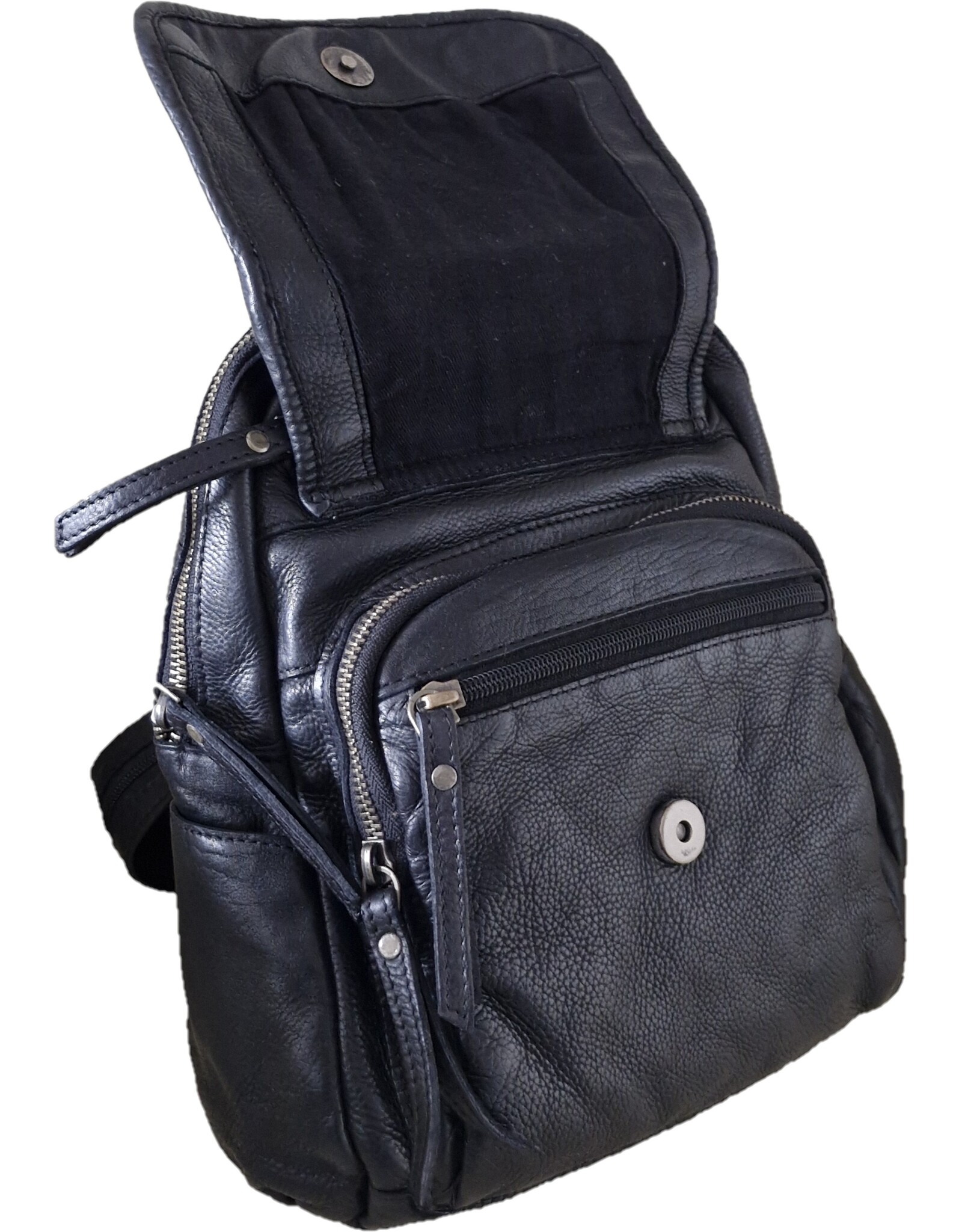 Hunters Leather backpacks Leather shoppers - Hunters Leather Backpack Washed Leather black