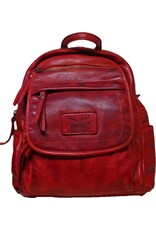 Hunters Leather backpacks  and leather shoppers - Hunters Leather Backpack Washed Leather Red
