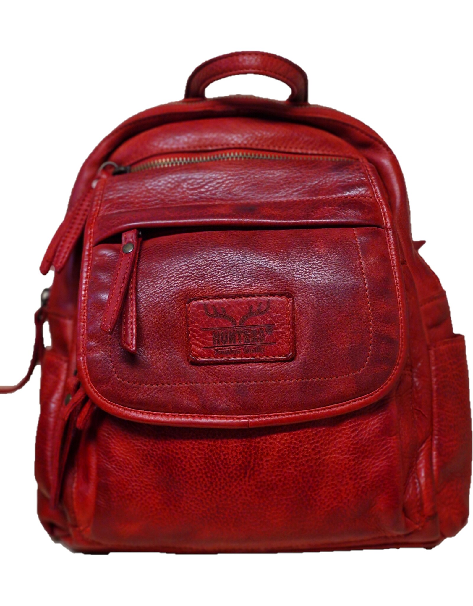 Hunters Leren rugzakken en leren shoppers - Hunters Leren Rugzak Gewassen Leer rood