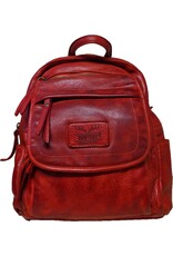 Hunters Leren rugzakken en leren shoppers - Hunters Leren Rugzak Gewassen Leer rood