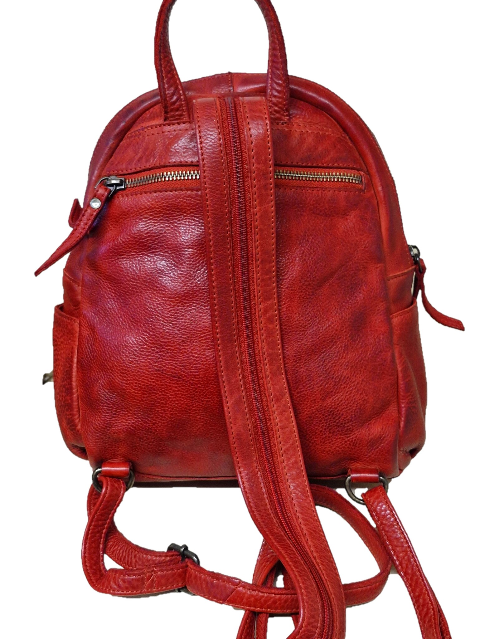 Hunters Leren rugzakken en leren shoppers - Hunters Leren Rugzak Gewassen Leer rood