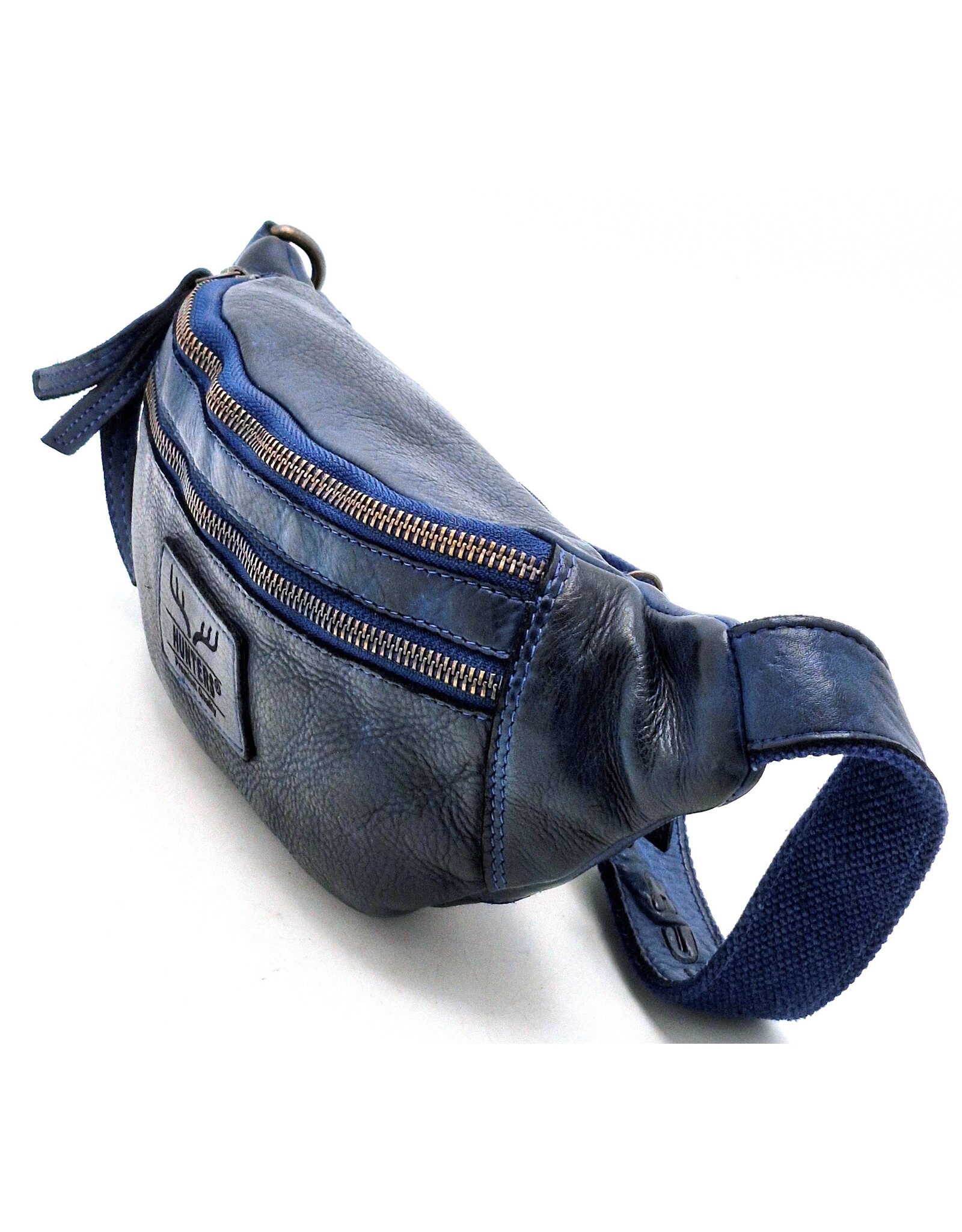 Hunters Leren Festivaltasjes, heuptassen en riemtassen - Hunters Leren Heuptas Fanny pack blauw