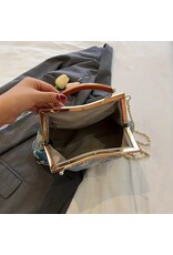 Marina Vintage tassen Retro tassen - Vintage Stoffen Handtasje Met Relief Bloemen blauw