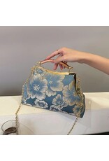 Marina Vintage bags Retro bags - Vintage Fabric Handbag With Embossed Flowers, Blue
