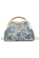 Marina Vintage bags Retro bags - Vintage Fabric Handbag With Embossed Flowers, Blue