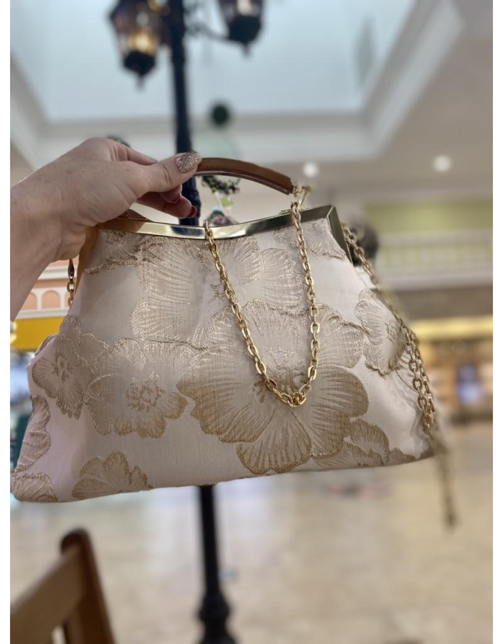 Marina Vintage bags Retro bags - Vintage Fabric Handbag With Embossed Flowers, Pink