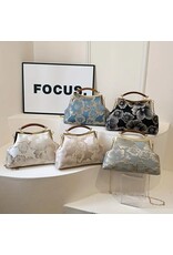 Marina Vintage bags Retro bags - Vintage Fabric Handbag With Embossed Flowers, Pink