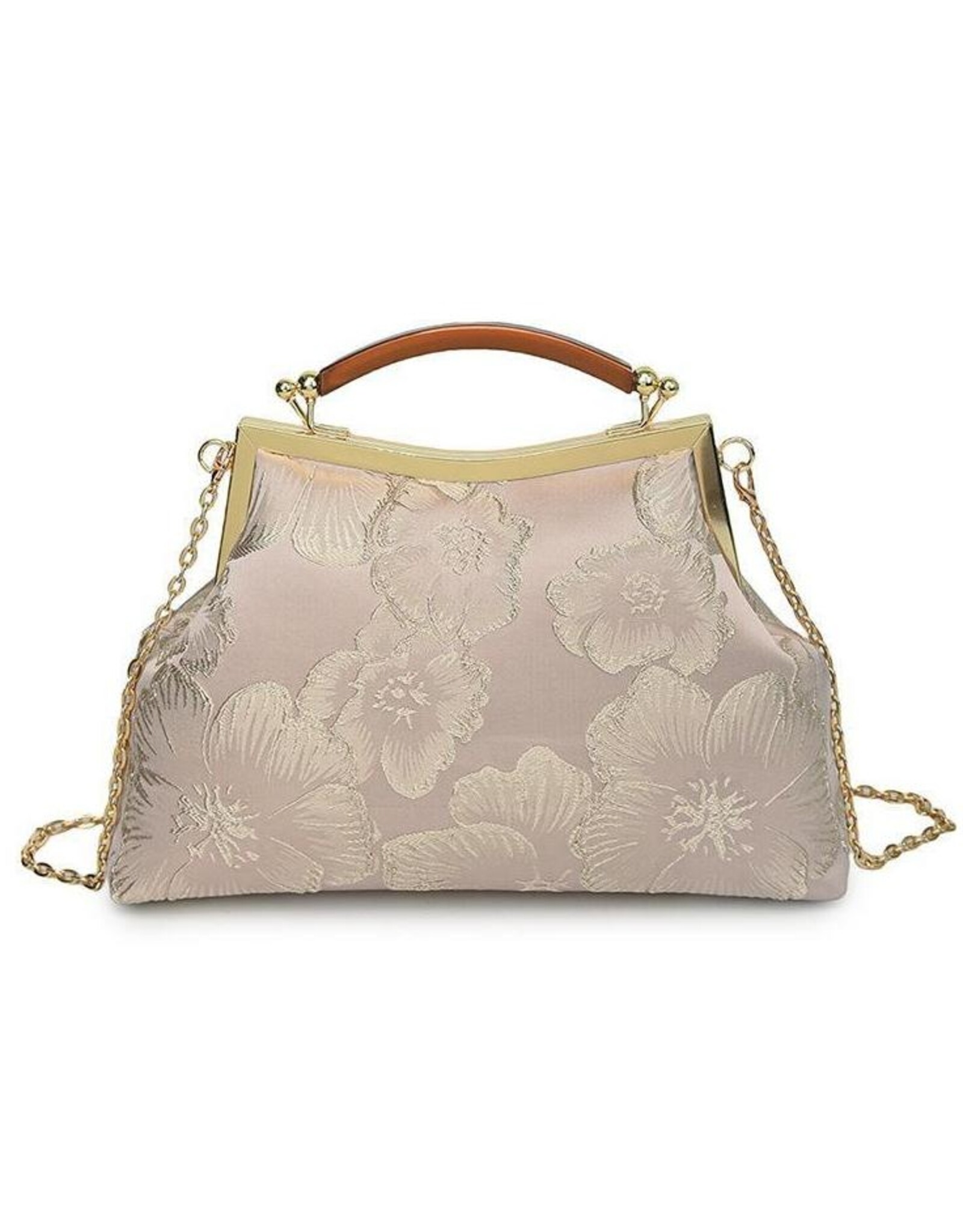 Marina Vintage bags Retro bags - Vintage Fabric Handbag With Embossed Flowers, Pink