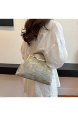 Marina Retro bags Vintage bags - Vintage Fabric Handbag With Embossed Flowers Green