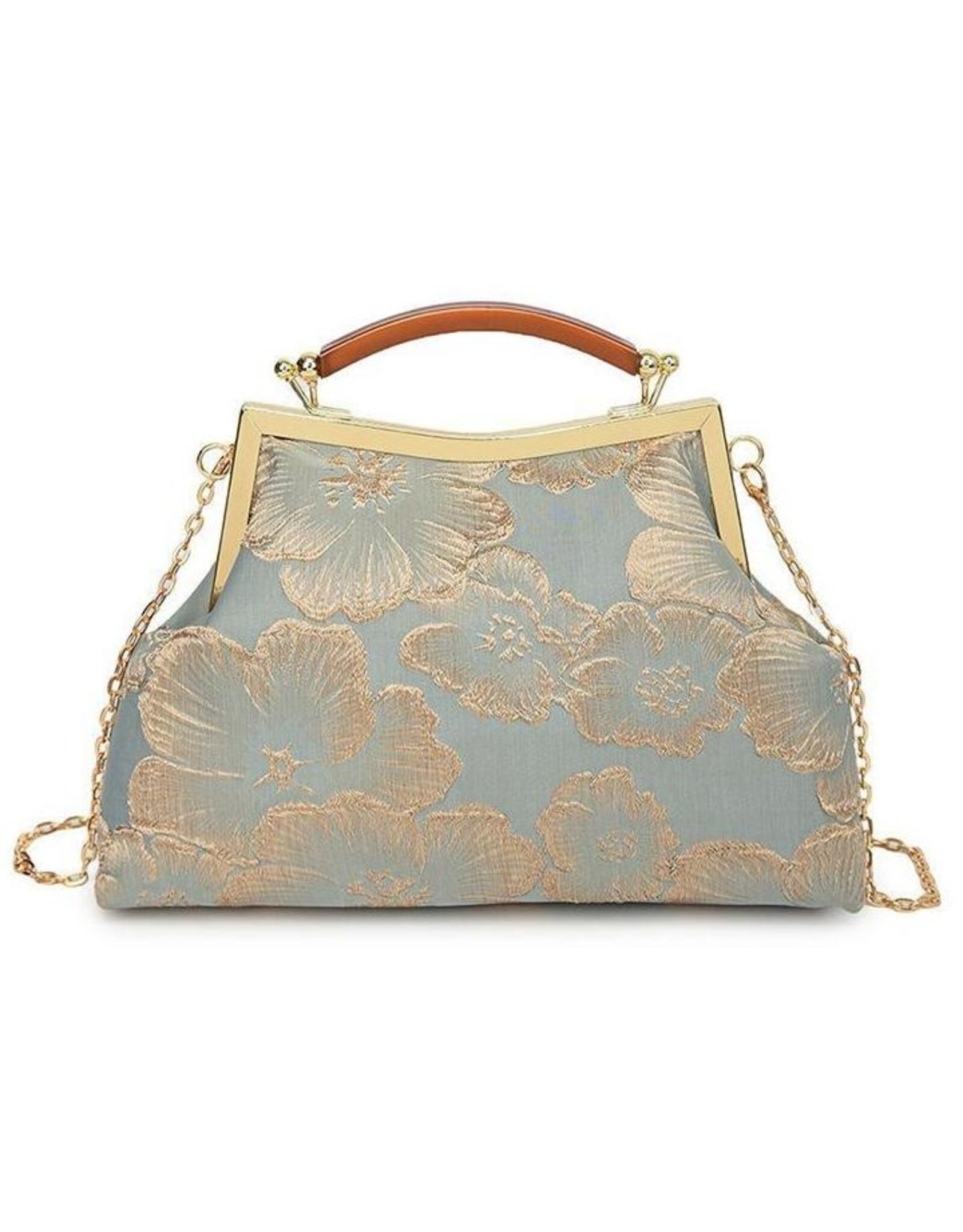 Marina Retro tassen Vintage tassen - Vintage Stoffen Handtasje Met Reliëf Bloemen groen