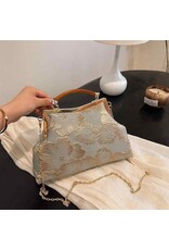 Marina Retro bags Vintage bags - Vintage Fabric Handbag With Embossed Flowers Green