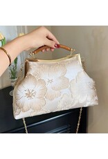 Banned Retro tassen Vintage tassen -  Vintage Stoffen Handtasje Met Reliëf Bloemen beige