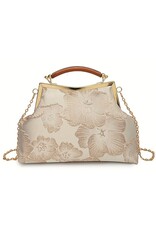 Banned Retro tassen Vintage tassen -  Vintage Stoffen Handtasje Met Reliëf Bloemen beige