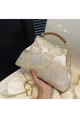 Banned Retro tassen Vintage tassen -  Vintage Stoffen Handtasje Met Reliëf Bloemen beige