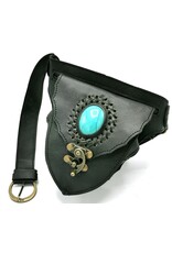 Trukado Leren Festivaltasjes, heuptassen en riemtassen - Leren Heuptas Ibiza Turquoise Steen en Vintage haakje
