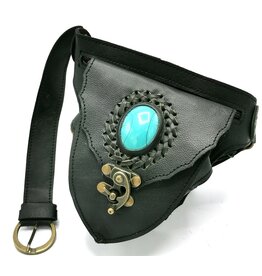 Trukado Leather Ibiza Waist Bag Turquoise Stone and Vintage Hook