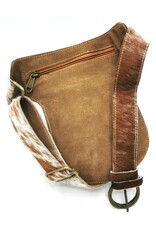 Trukado Leren Festivaltasjes, heuptassen en riemtassen - Koeienhuid Heuptas met Schelpen en Vintage Haakje Indian